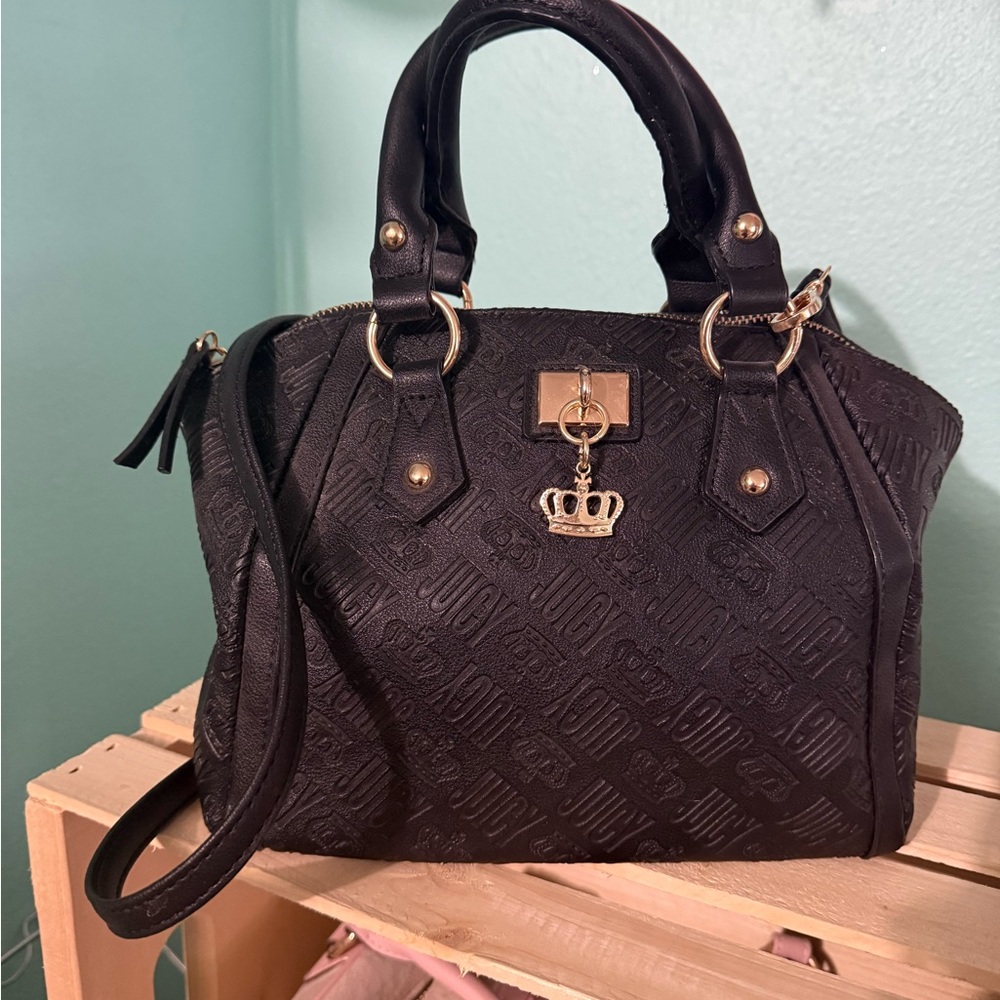 Juicy Couture Black Satchel with Gold Accents